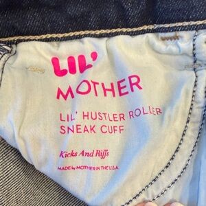 MOTHER Lil' Hustler Roller Sneak Cuff Jeans with Pink Accents